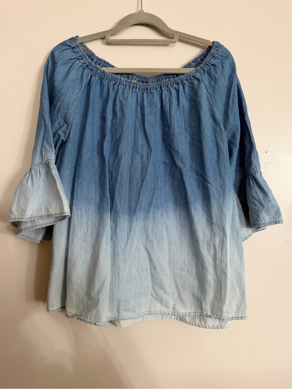 Ruby Rd. Blue Ombre Off-Shoulder Peasant Top